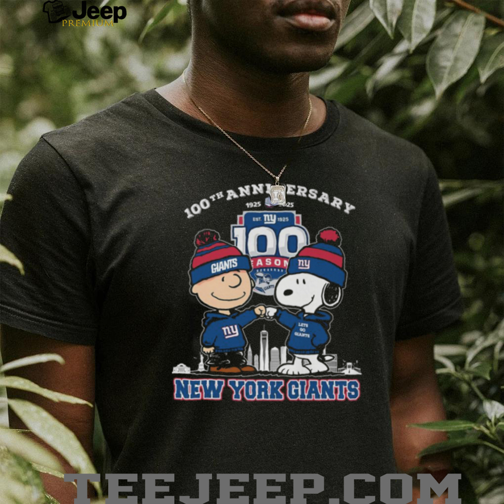 New York Giants 100th Anniversary 1925 2025 Peanuts Characters T shirt New York Giants 100th Anniversary 1925 2025 Peanuts Characters T shirt
