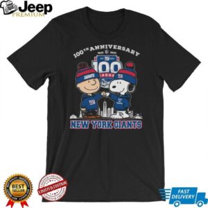 New York Giants 100th Anniversary 1925 2025 Peanuts Characters T shirt