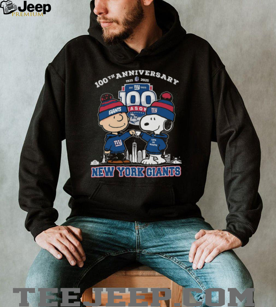 New York Giants 100th Anniversary 1925 2025 Peanuts Characters T shirt New York Giants 100th Anniversary 1925 2025 Peanuts Characters T shirt