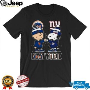 New York Mets & Giants Peanuts Friends Fist Bump T Shirt