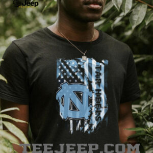 North Carolina Tar Heels Distressed American Flag T Shirt