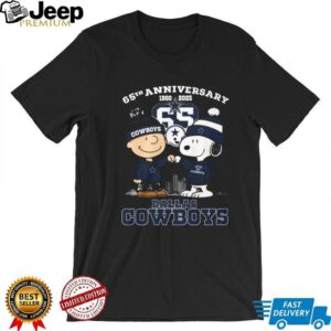 Official Dallas Cowboys 65th Anniversary (1960 2025) Snoopy and Charlie Brown T Shirt