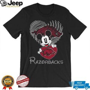 Official Disney NCAA Arkansas Razorbacks Mickey Mouse Heart T Shirt