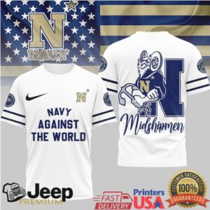 Official Navy Midshipmen NAVY AGAINST THE WORLD T Shirt Official Navy Midshipmen NAVY AGAINST THE WORLD T Shirt