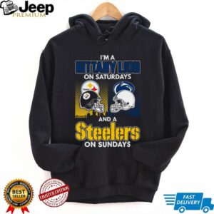 Official Penn State Nittany Lions On Saturdays Pittsburgh Steelers On Sundays Helmets Tee Shirt