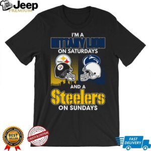Official Penn State Nittany Lions On Saturdays Pittsburgh Steelers On Sundays Helmets Tee Shirt