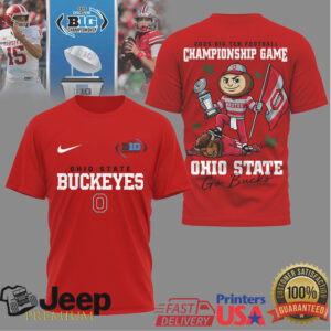 Ohio State Buckeyes 2025 Big Ten Football Championship Mascot T Shirt