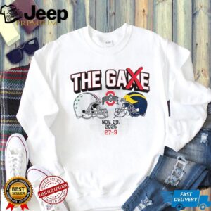 Ohio State Buckeyes vs Michigan Wolverines helmet The Game November 29 2025 27 9 shirt