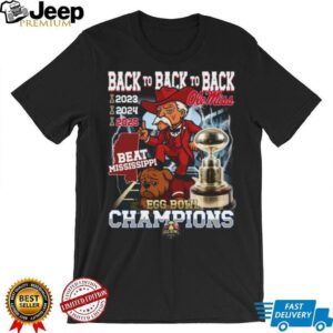 Ole Miss Back to Back to Back Egg Bowl Champions T Shirt