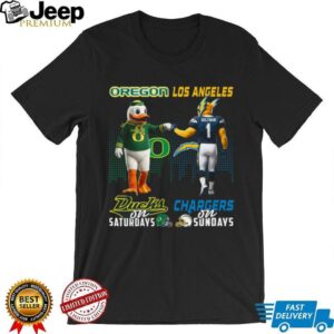 Oregon Ducks and Los Angeles Chargers crossover T shirt