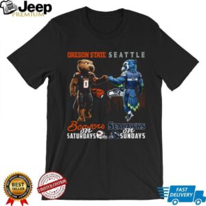 Oregon State Beavers and Seattle Seahawks Saturdays & Sundays Fan T Shirt