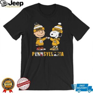 Peanuts Gang Steelers & Penguins Christmas T Shirt