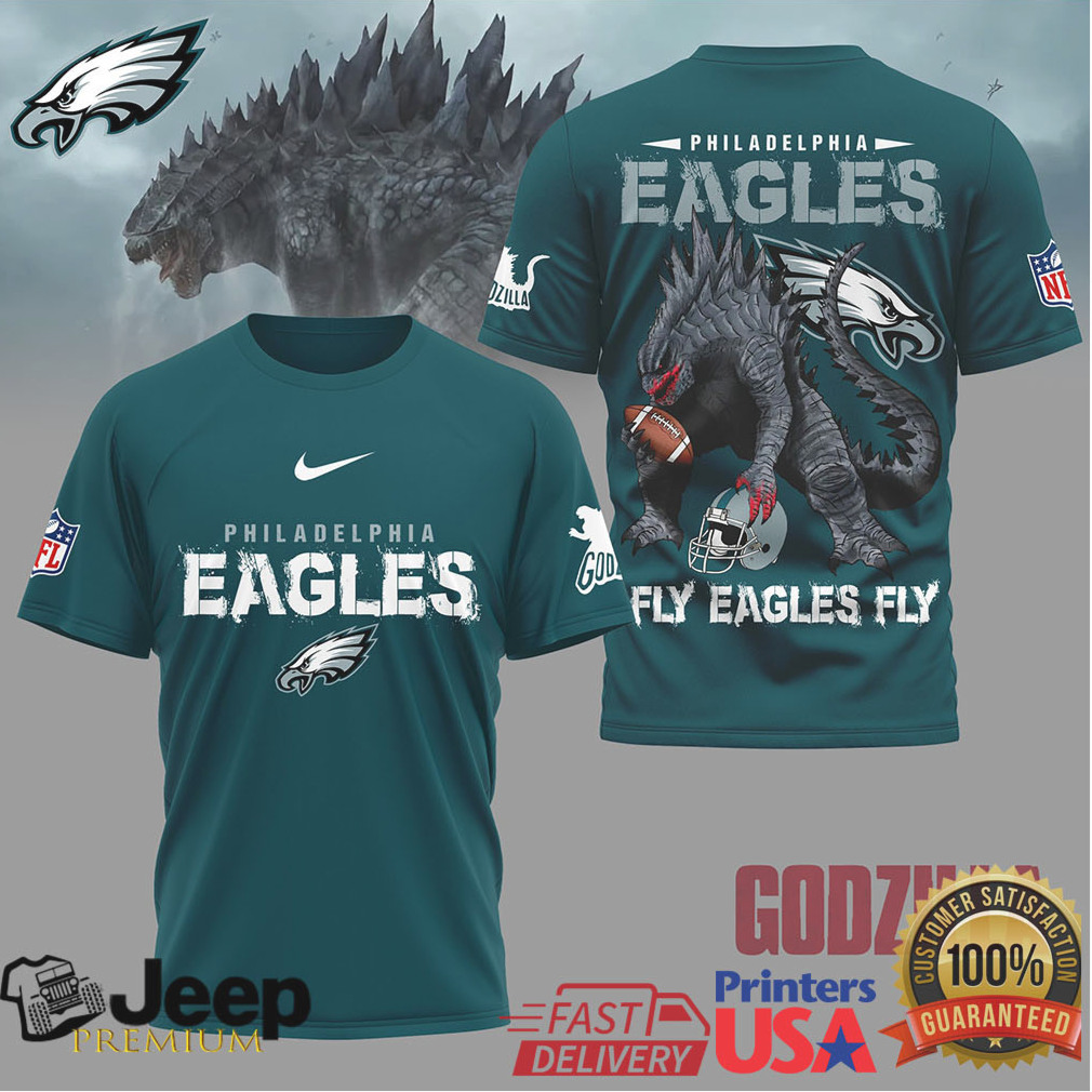 Philadelphia Eagles Official NFL Godzilla Football Shirt Philadelphia Eagles Official NFL Godzilla Football Shirt