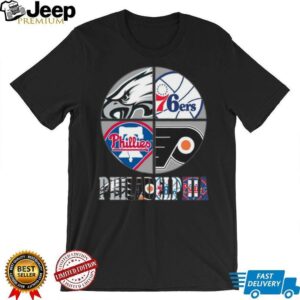 Philadelphia Sports Teams Eagles 76ers Phillies Flyers Circle T Shirt