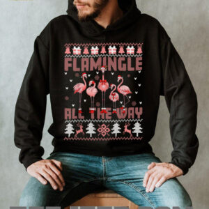 Pink Flamingle All The Way Funny Christmas Ugly Sweaters T Shirt