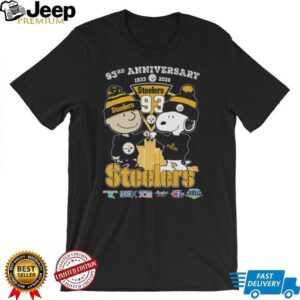 Pittsburgh Steelers 93rd Anniversary Peanuts Charlie Brown & Snoopy T Shirt