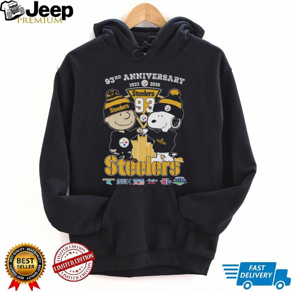 Pittsburgh Steelers 93rd Anniversary Peanuts Charlie Brown & Snoopy T Shirt Pittsburgh Steelers 93rd Anniversary Peanuts Charlie Brown & Snoopy T Shirt