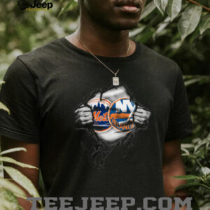 Ripped Effect Mets and Islanders Crossover T Shirt Ripped Effect Mets and Islanders Crossover T Shirt
