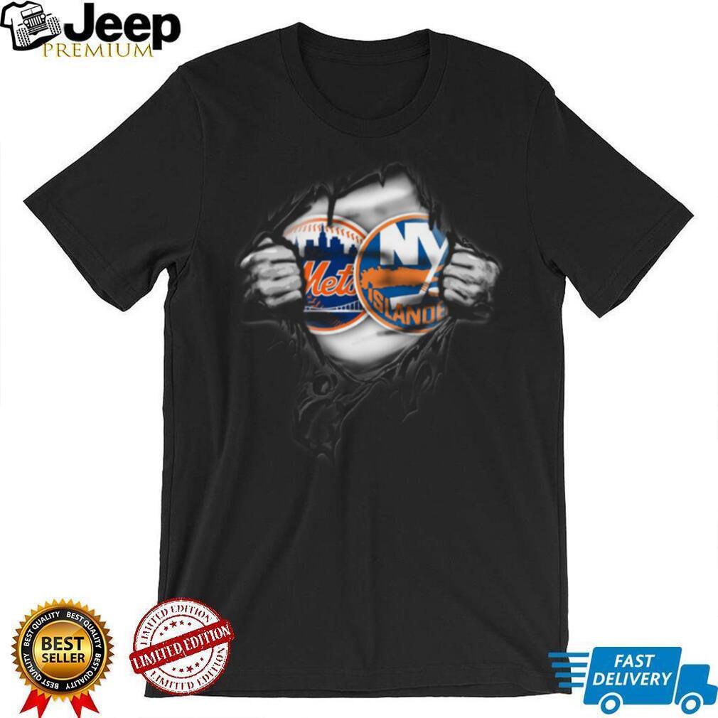Ripped Effect Mets and Islanders Crossover T Shirt Ripped Effect Mets and Islanders Crossover T Shirt