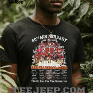 San Francisco 49ers 80th Anniversary 1946 2026 Players Signatures T Shirt