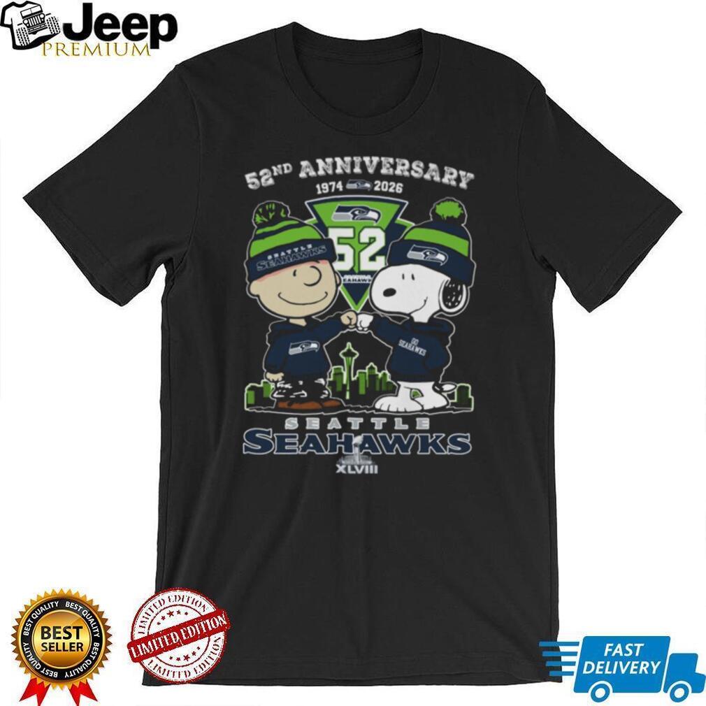 Seattle Seahawks 52nd Anniversary Peanuts Character T Shirt Seattle Seahawks 52nd Anniversary Peanuts Character T Shirt