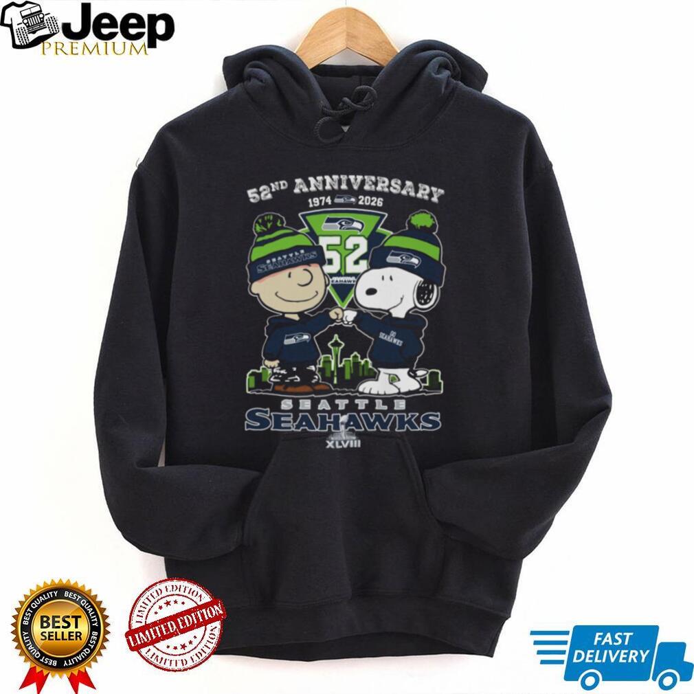 Seattle Seahawks 52nd Anniversary Peanuts Character T Shirt Seattle Seahawks 52nd Anniversary Peanuts Character T Shirt