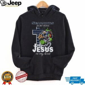Seattle Seahawks Fan In My Veins, Jesus In My Heart T Shirt