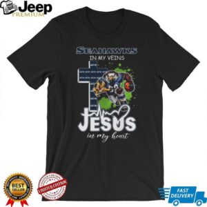Seattle Seahawks Fan In My Veins, Jesus In My Heart T Shirt