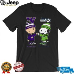 Seattle Seahawks & Huskies Charlie Brown & Snoopy Fan T Shirt