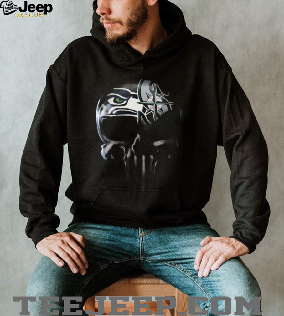 Seattle Seahawks & Seattle Kraken Punisher Skull T Shirt Seattle Seahawks & Seattle Kraken Punisher Skull T Shirt