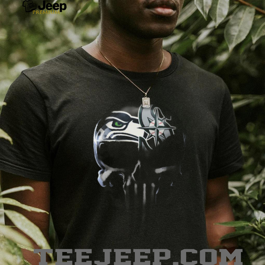 Seattle Seahawks & Seattle Kraken Punisher Skull T Shirt Seattle Seahawks & Seattle Kraken Punisher Skull T Shirt
