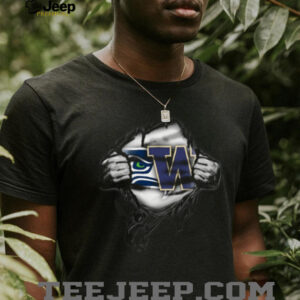 Seattle Seahawks and UW Huskies Ripped Chest T Shirt