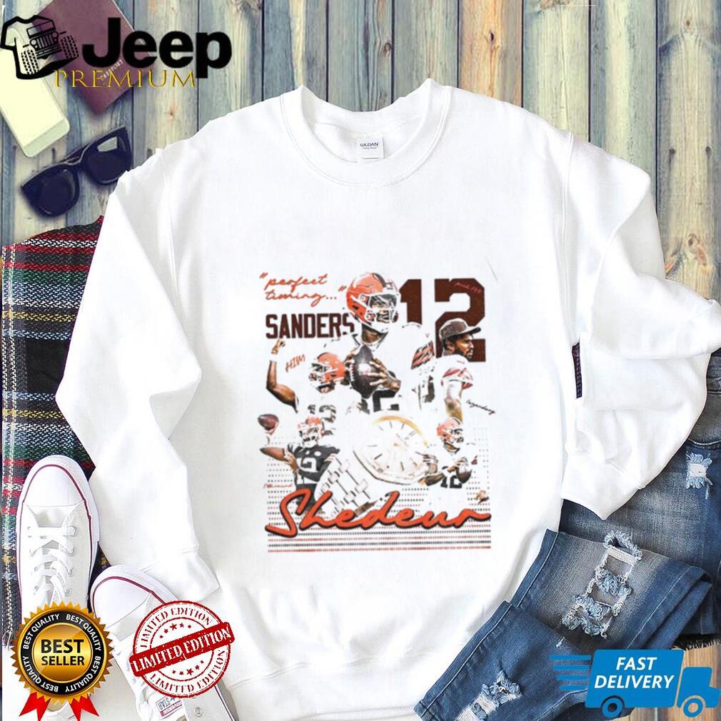 Shedeur Sanders 12 perfect timing Cleveland Browns NFL Football 2025 graphic shirt Shedeur Sanders 12 perfect timing Cleveland Browns NFL Football 2025 graphic shirt