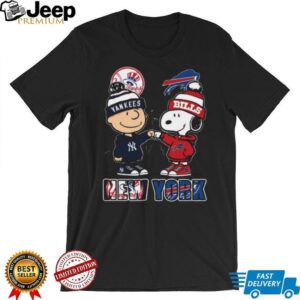 Snoopy & Charlie Brown New York Yankees and Buffalo Bills T Shirt