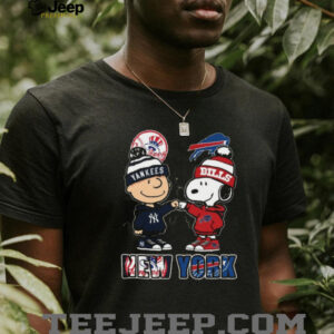 Snoopy & Charlie Brown New York Yankees and Buffalo Bills T Shirt