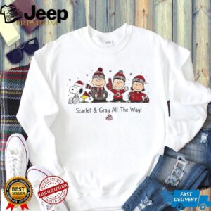 Snoopy Ohio State Buckeyes football Scarlet and gray all the way Christmas shirt