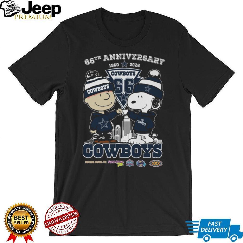 Snoopy and Charlie Brown Dallas Cowboys 66th Anniversary T Shirt Snoopy and Charlie Brown Dallas Cowboys 66th Anniversary T Shirt