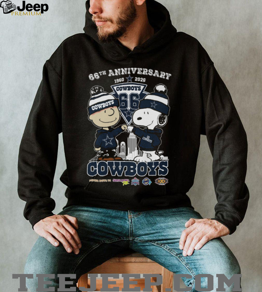 Snoopy and Charlie Brown Dallas Cowboys 66th Anniversary T Shirt Snoopy and Charlie Brown Dallas Cowboys 66th Anniversary T Shirt
