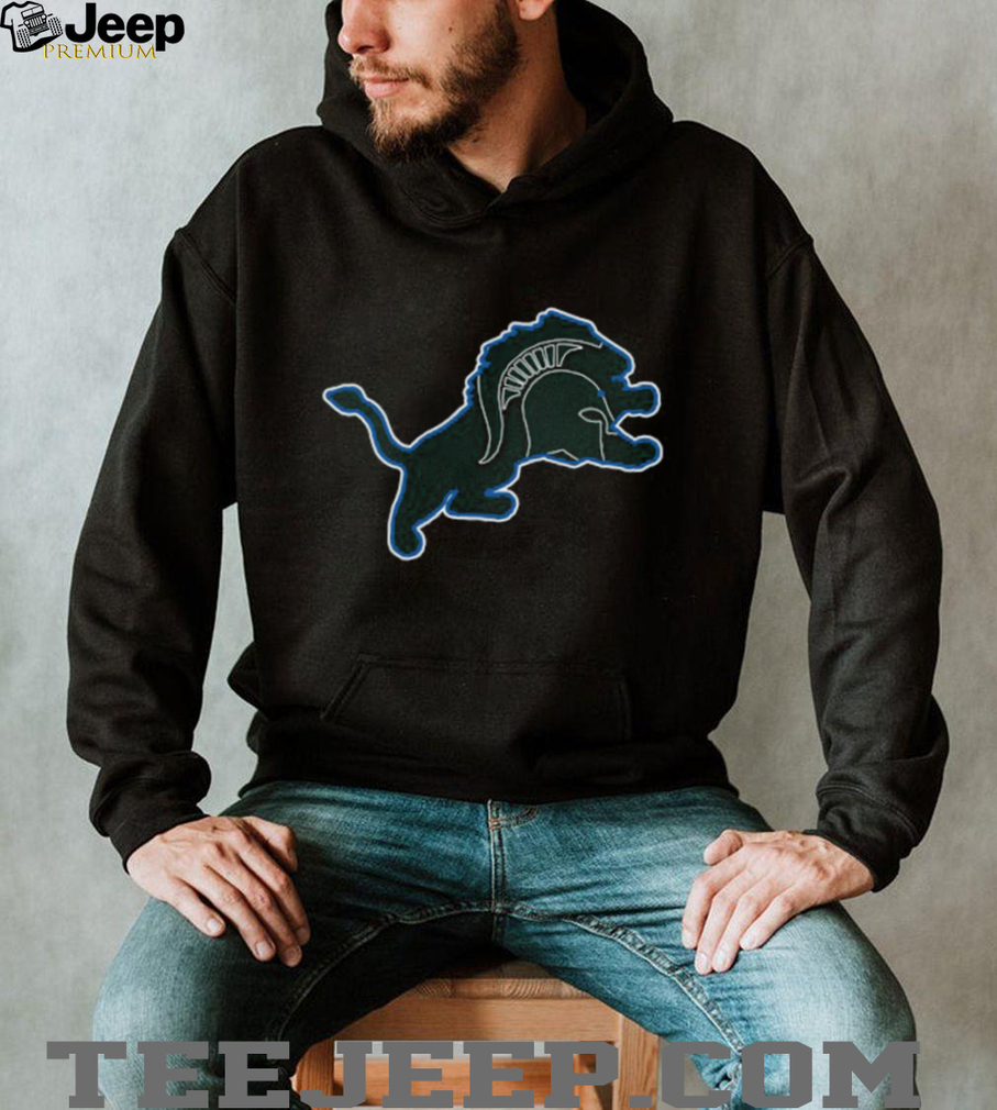 The 313 Honolulu Blue & Green Outline Lions Shirt The 313 Honolulu Blue & Green Outline Lions Shirt