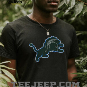 The 313 Honolulu Blue & Green Outline Lions Shirt