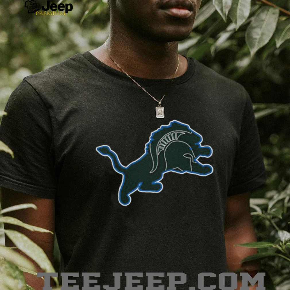 The 313 Honolulu Blue & Green Outline Lions Shirt The 313 Honolulu Blue & Green Outline Lions Shirt
