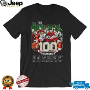 The Miami Hurricanes 100 season 1926 to 2026 players signature shirt The Miami Hurricanes 100 season 1926 to 2026 players signature shirt