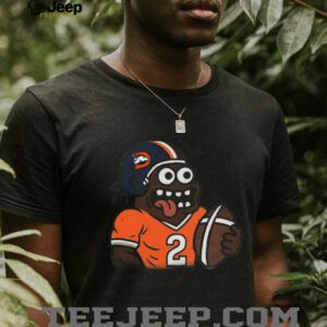 Vintage Style Denver Broncos Cartoon Football Player T Shirt