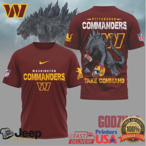 Washington Commanders Official NFL Godzilla Football Shirt