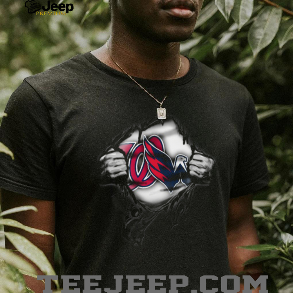 Washington Nationals & Cleveland GuardiansBraves Ripped Effect T Shirt Washington Nationals & Cleveland GuardiansBraves Ripped Effect T Shirt