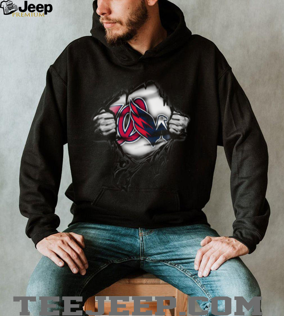 Washington Nationals & Cleveland GuardiansBraves Ripped Effect T Shirt Washington Nationals & Cleveland GuardiansBraves Ripped Effect T Shirt