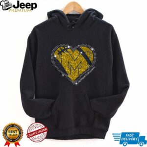 Women’s Michigan Wolverines Glitter Heart T Shirt Women’s Michigan Wolverines Glitter Heart T Shirt