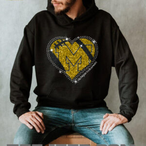 Women's Michigan Wolverines Glitter Heart T Shirt