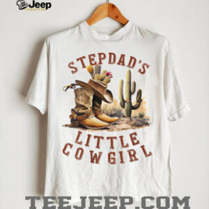 Womens Proud Stepdad's Little Cowgirl Boots Rodeo Western Family T Shirt