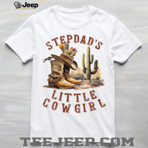 Womens Proud Stepdad's Little Cowgirl Boots Rodeo Western Family T Shirt